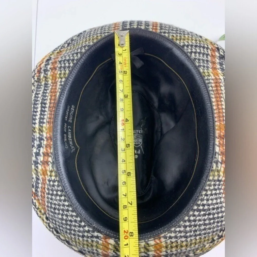Vintage Churchill Ltd Plaid Tweed Hat Fedora Genuine Lambswool Classic 6‎ 7/8